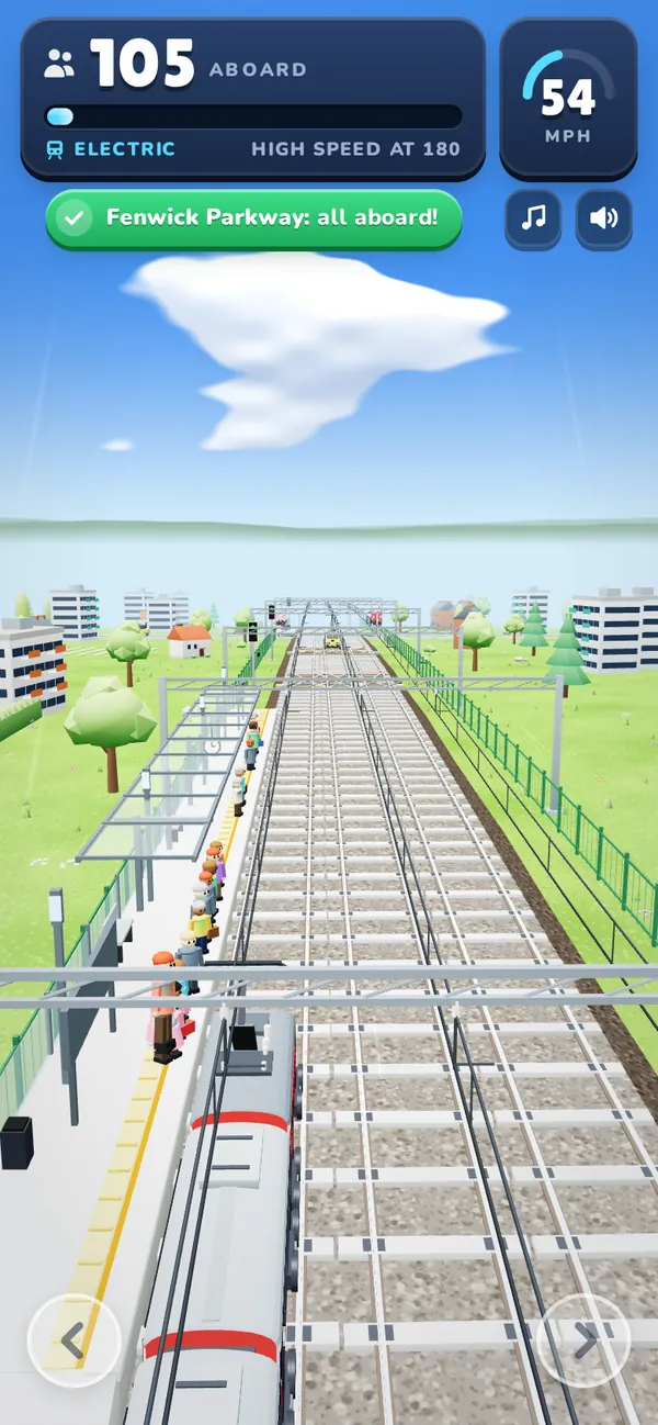 Loco Rush electric train running under overhead wires on a clear day